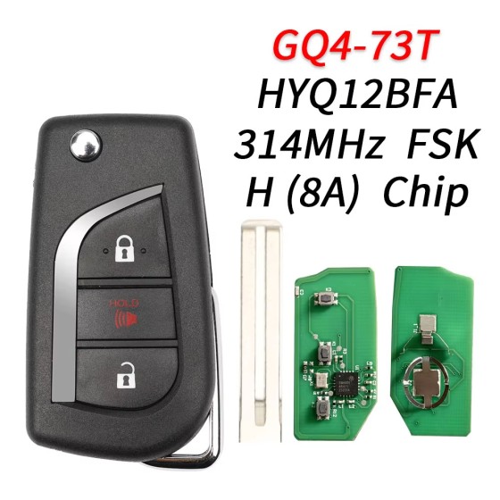 2017-2018 Toyota Corolla / 3-Button Remote Flip Key / PN: 89070-12C20 / HYQ12BFA (H Chip) (AFTERMARKET)